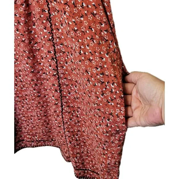 Sister Mary Embroidered Brown Floral Veronica Dress Small Boho Cottagecore - Picture 6 of 10